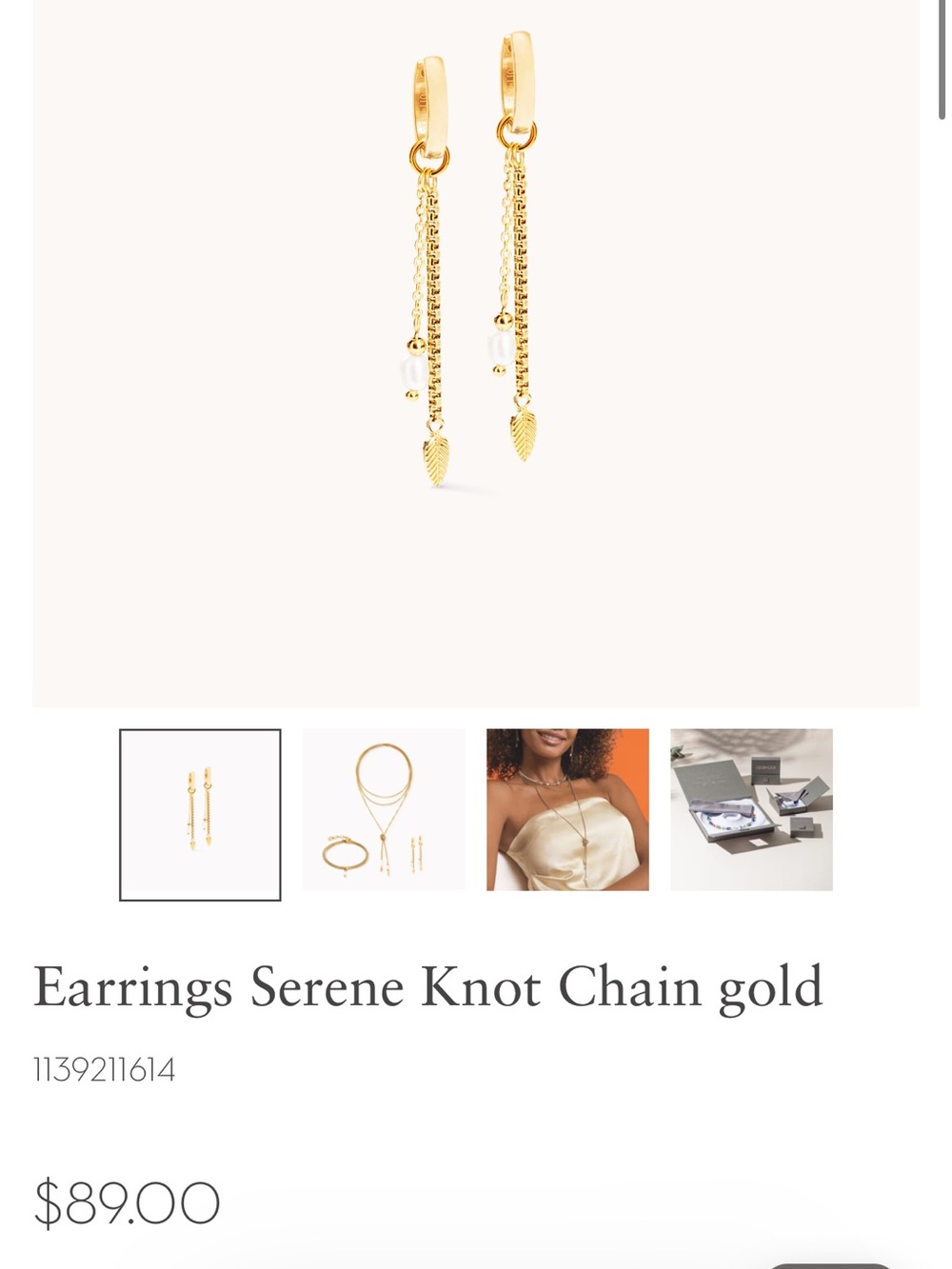 COEUR de LION Serene Knot Chain Drop Earrings - Gold